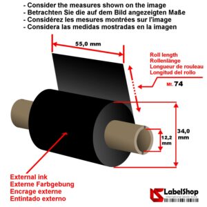 Wax Ribbon 55x74M 1/2″ wax out